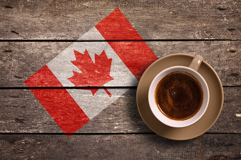 cup of coffee and canada flag